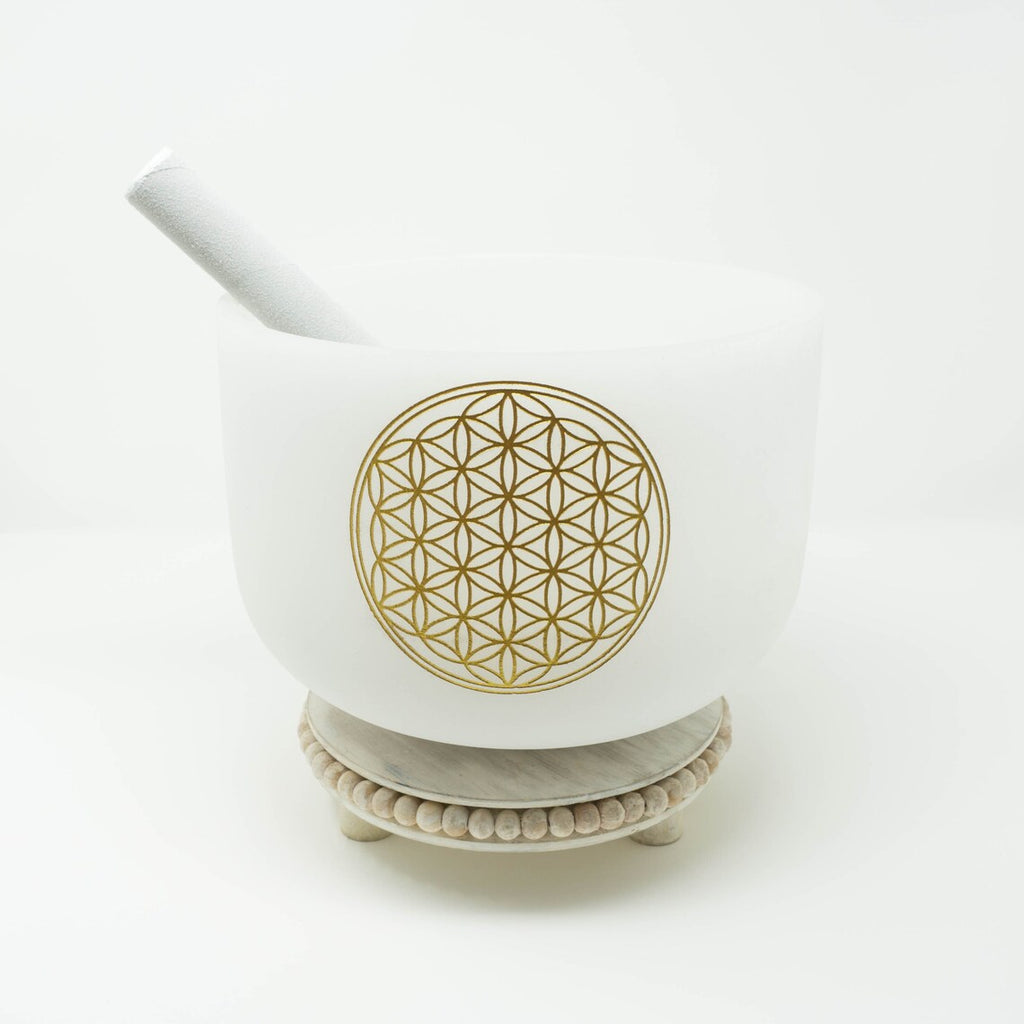 Quartz Crystal Singing Bowl "10" Flower of Life (Symbol of Harmony)