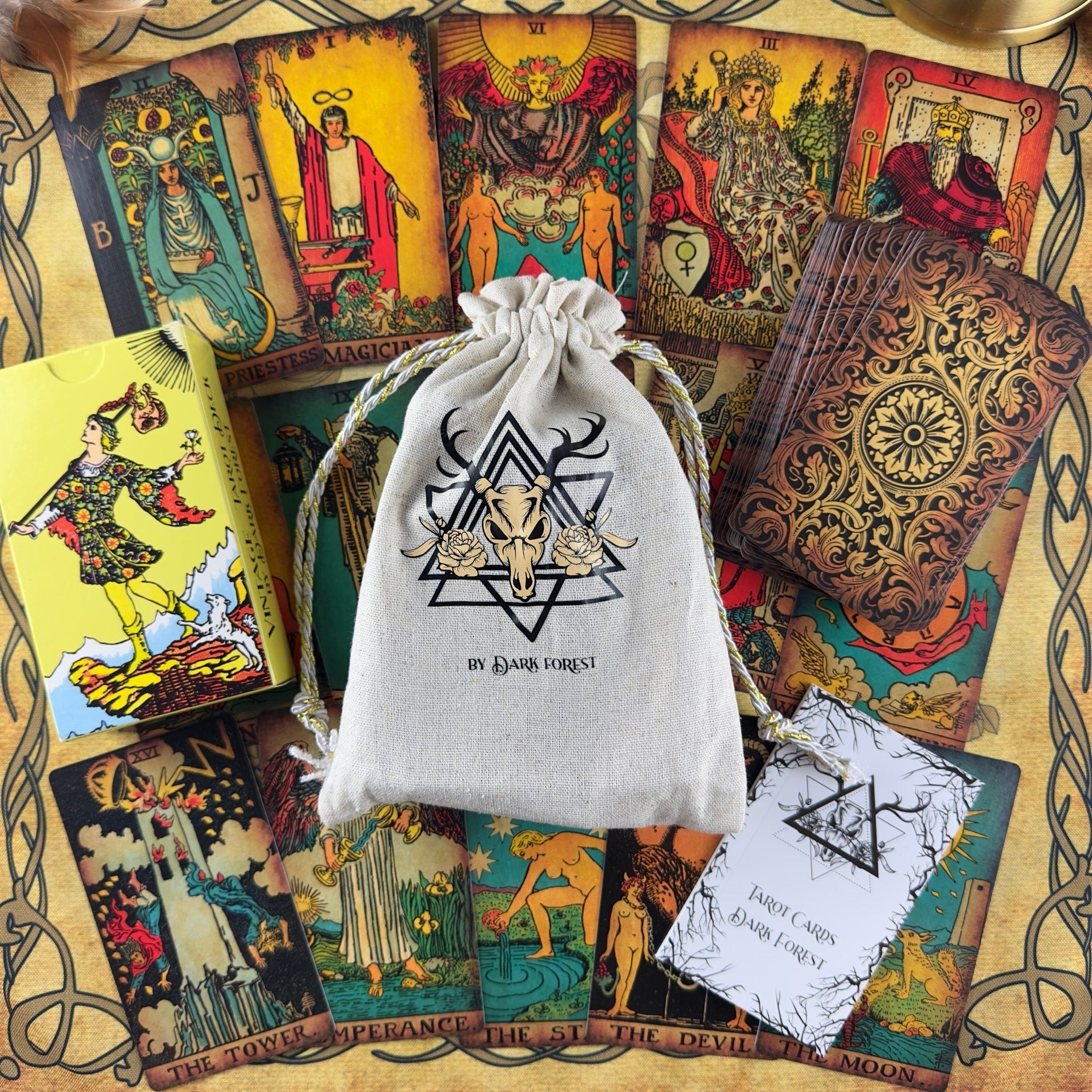 The Rider Waite Borderless Vintage Eco Linen Cardboard